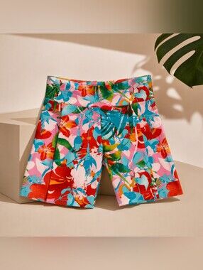 No Boundaries Multicolor Tropical High-Waist Bike Shorts